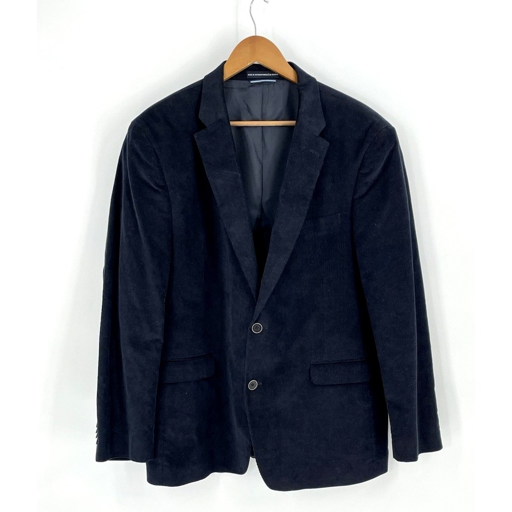 Tommy Hilfiger‎ Men's 44R Blue Corduroy 2-Button Blazer Elbow Patches Preppy